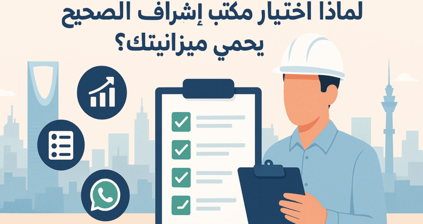 اعرف كيف تختار مكتب إشراف هندسي معتمد في الرياض يحمي ميزانيتك من إعادة التنفيذ والتأخير. قائمة معايير عملية، خطة من 3 خطوات، وروابط لطلب عرض سعر فورًا.