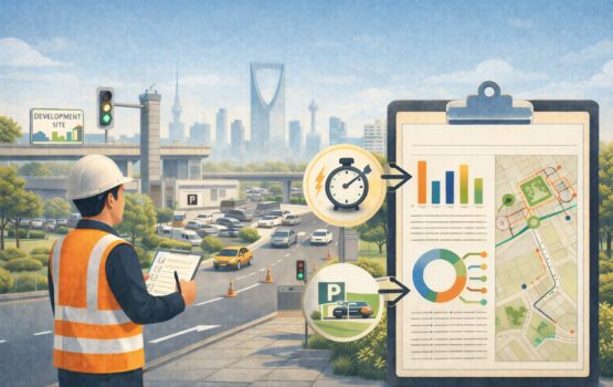الدراسة المرورية (TIS) في الرياض تقلل الاختناقات، تسرّع اعتماد الجهات، وتمنحك حلولًا عملية للمداخل والمواقف تحمي جدول المشروع وتكلفته.