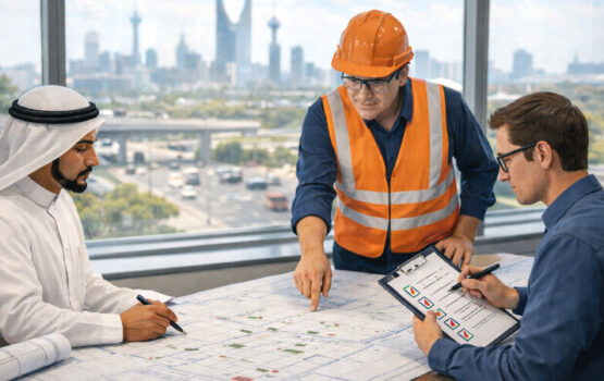 نظام مراجعة هندسي من ثلاث طبقات يضمن تطابق الرسومات التنفيذية مع الكود السعودي 100%، ويمنع الملاحظات والتأخير أثناء الاعتماد والتنفيذ.