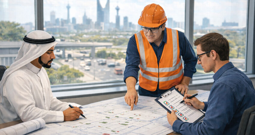 نظام مراجعة هندسي من ثلاث طبقات يضمن تطابق الرسومات التنفيذية مع الكود السعودي 100%، ويمنع الملاحظات والتأخير أثناء الاعتماد والتنفيذ.