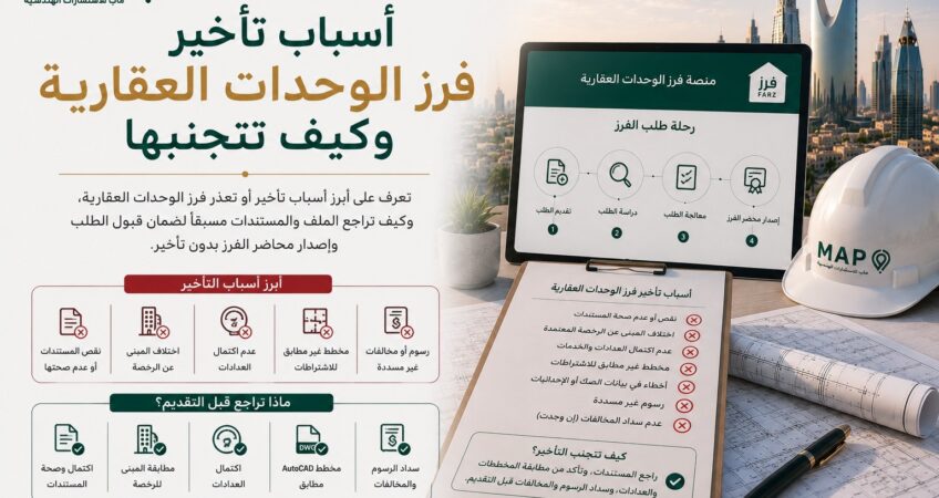 تعرف على أبرز أسباب تأخير أو تعذر فرز الوحدات العقارية، مثل نقص المستندات أو اختلاف المبنى عن الرخصة أو عدم اكتمال العدادات، وكيف تراجع الملف قبل التقديم.