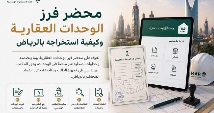 تعرف على محضر فرز الوحدات العقارية، وما يتضمنه، وخطوات إصداره عبر منصة فرز الوحدات، ودور المكتب الهندسي في تجهيز الطلب ومتابعته حتى اعتماد المحاضر بالرياض.