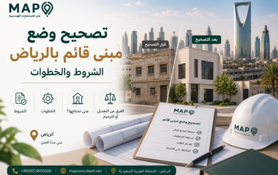 دليل تصحيح وضع المباني القائمة في الرياض والفرق بين التصحيح وتعديل أو ترميم رخصة البناء.