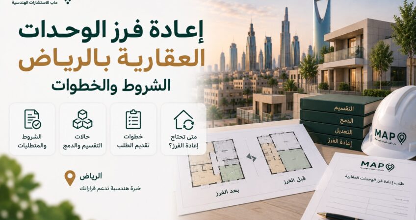 دليل إعادة فرز الوحدات العقارية في الرياض للتقسيم والدمج والإضافة وتعديل بيانات الوحدات.
